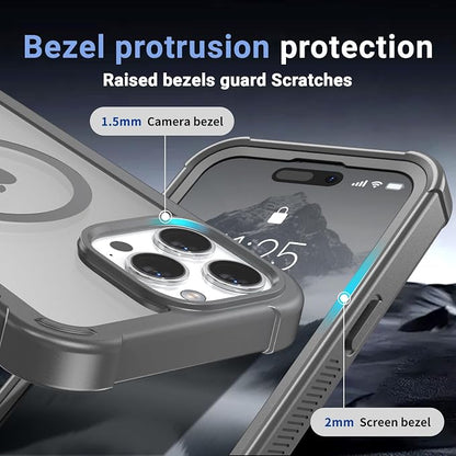 jaroco Magnetic for iPhone 14 Pro Case, [Compatible with MagSafe][Military Grade Drop Protection][Heavy Duty Protection][Non-Slip][Shockproof] 2-Layer Durable Bumper Phone Case 6.1''-Gray