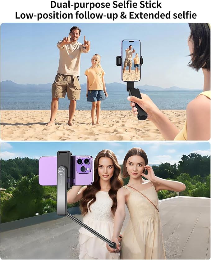 yAyusi New Ultra Mini Selfie Stick for iPhone, Extendable Aluminum Portable Selfie Stick with Remote, Compact Phone Selfie Sticks Compatible with 4-7" Phones for Vlog/Video Record/Live Stream (Black)