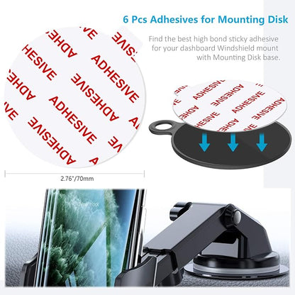 AZXYI 6 Pcs Clear Adhesive Replacement for Suction Cup Dashboard Phone Mount - Easy to Use, High Bond, Peels Off Without Leaving Residue