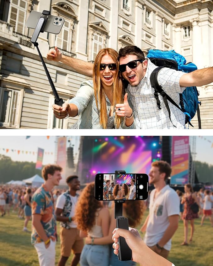 Selfie Stick with Wireless Remote – Portable Selfie Stick for iPhone & Android, Lightweight Foldable Travel Phone Holder for Cell Phone, for Photograph, Video Recording, Streaming, Black