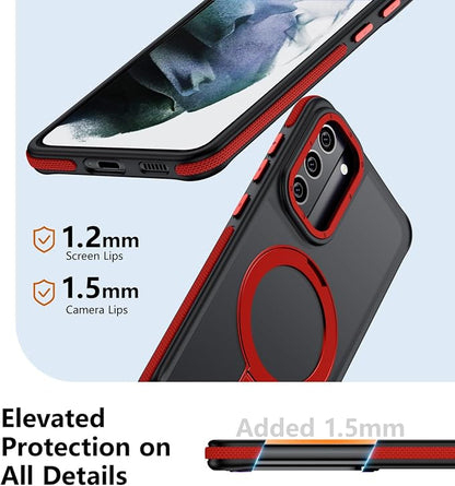 for Samsung Galaxy S21 Plus Case, Magnetic Adjustable Ring Stand [Fit for Magsafe], [Military-Grade Shockproof Protection] Phone Case with Kickstand&Ring Holder-Red1