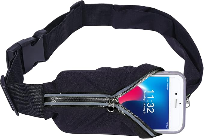 Running Belt Fanny Pack for Men Women, Runner Marathon Jogging Waist Pack Sport Workout Exercise Fitness Phone Holder Belt for Men Women Jogger Slim Waistband Black