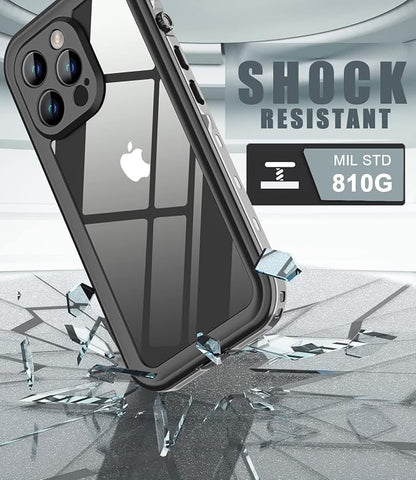 Design for iPhone 13 Pro Waterproof Case, Full Body Shockproof Case with Screen Protector, Dust Proof Phone Cover for iPhone 13 Pro 6.1 inch (Black)