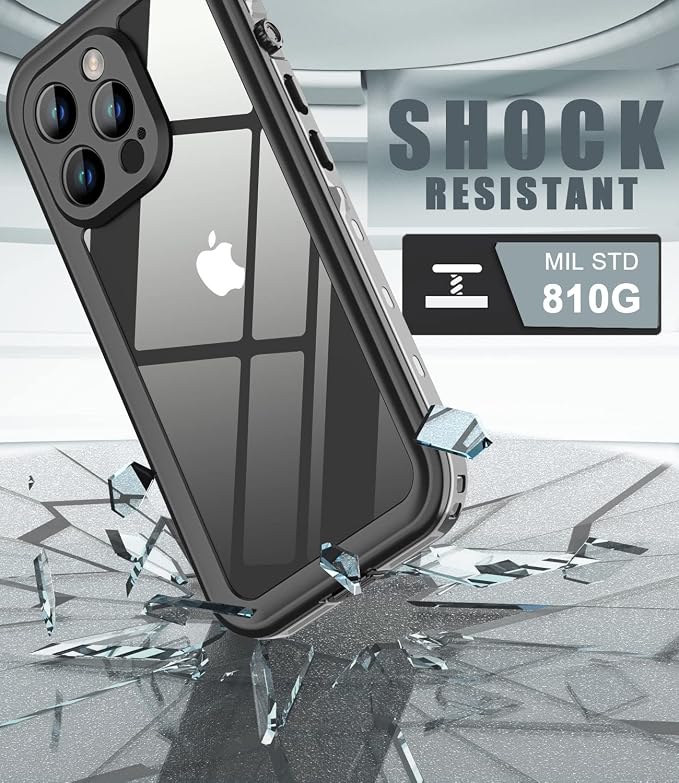 Design for iPhone 13 Pro Max Waterproof Case, Full Body Shockproof Dust Proof Phone Case Cover with Screen Protector for iPhone 13 Pro Max Case (Black)