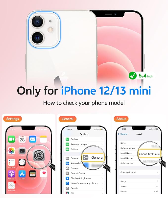 FNTCASE for iPhone 13 Mini Case: for iPhone 12 Mini Case [Compatible with Magsafe] Translucent Matte Magnetic Phone Cover - Military Grade Drop Protection Shockproof Protective Cases - Light Pink