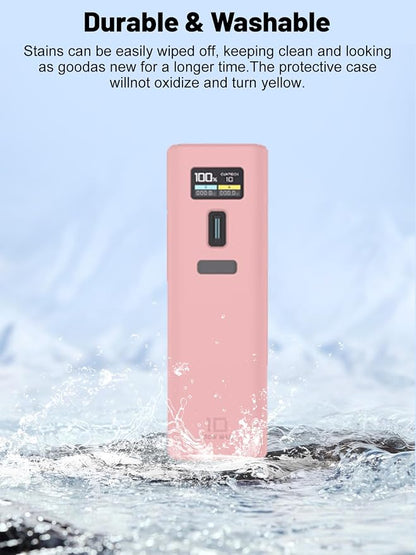 Silicone Protective Case Compatible with CUKTECH 10 Power Bank 10,000mAh 150W, Full-Body Protective Cover with Precise Cutouts, Shockproof & Scratch-Resistant Sleeve (Pink)