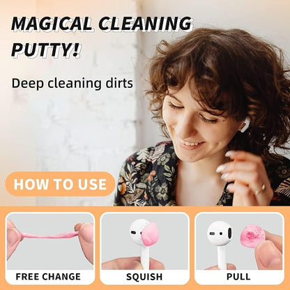 Cleaning Putty, Phone Cleaning Kit, Remove Ear Wax & Dirt & Gunk from Device's Small Crevices, for AirPod Cleaner Kit for Airpods Charging Case/Headphones/Phone/Electronics(Pink)