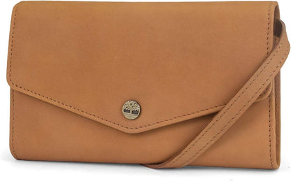 Timberland Women's RFID Leather Crossbody Wallet Phone Bag With Detachable Crossbody Strap
