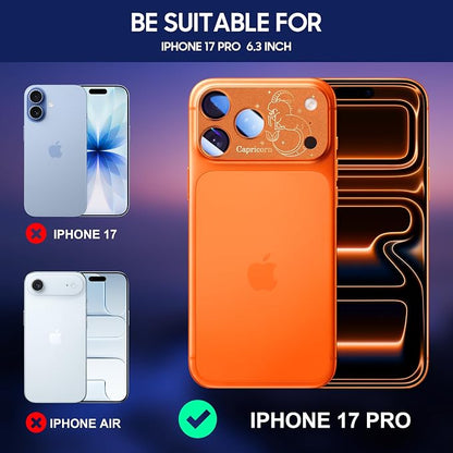 2 Pack Camera Lens Protector for iPhone 17 Pro,Leo Pattern, AR 360-Degree Protection,Drop Protection,Anti Scratch Full-Coverage,Camera Transmfttance HD,Easy Installation,Orange