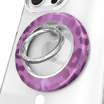 VELVET CAVIAR Compatible with MagSafe Phone Grip 2.0 | Cute Magnetic Ring Holder | Finger Loop Kickstand | Pop On Accessory for iPhone 17, 16, 15, 14, 13, 12 | Amethyst Leopard