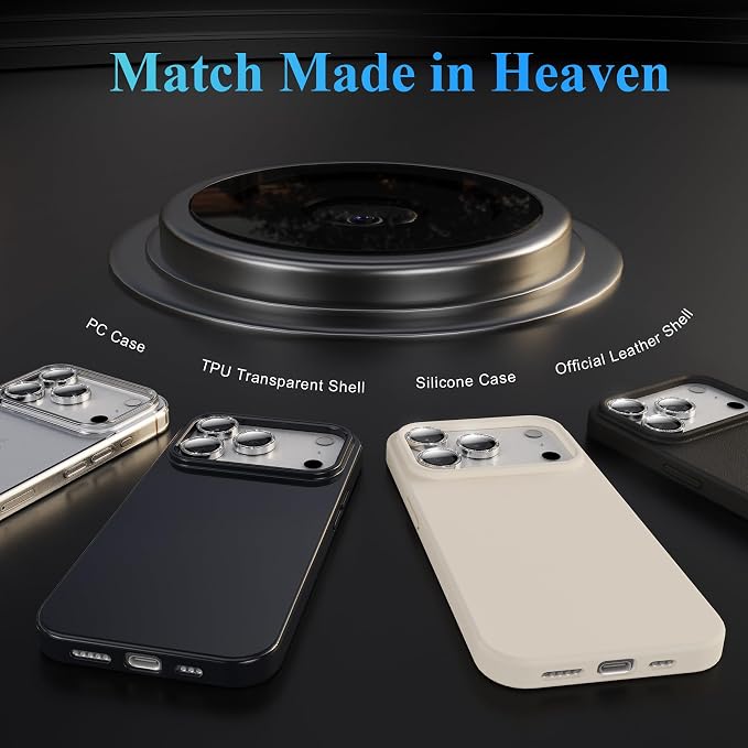 YWXTW Camera Lens Protector for iPhone 17 Pro/iPhone 17 Pro Max, [1 Step Installation Tray] Tempered Glass Screen Protector Metal Individual Camera Cover Accessories Case Friendly (Glitter Silver)