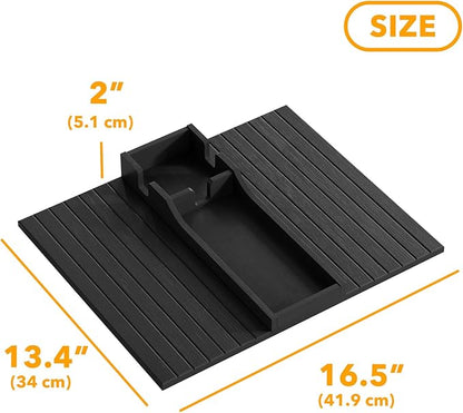 SpaceAid Bamboo Couch Cup Holder, Anti Falling Foldable Sofa Armrest Tray with Cup Holder, Couch Arm Side Table Organizer for Drink Cup Remote Snacks (Black)