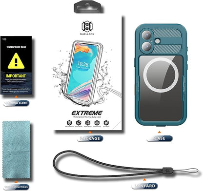 Losin Compatible with iPhone 17 Waterproof Case, [Compatible with MagSafe] [Built-in Screen Protector], Full Body Protection Military Grade Shockproof Case, Teal