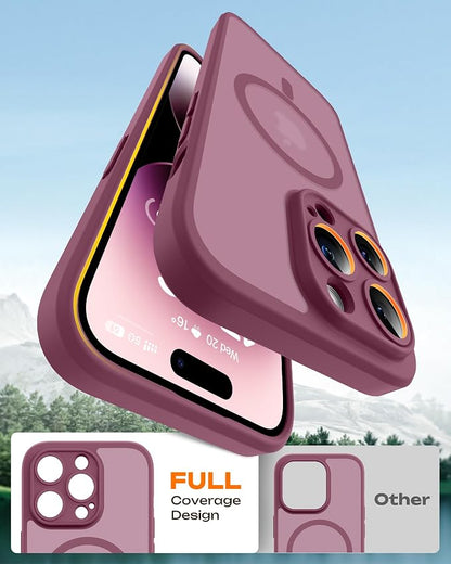TOCOL for Phone 14 Pro Case, Compatible with Magsafe Charger, Full Camera Protection, Drop Protection, Translucent Matte Phone Case for iPhone 14 Pro 6.1 inch (Plum)