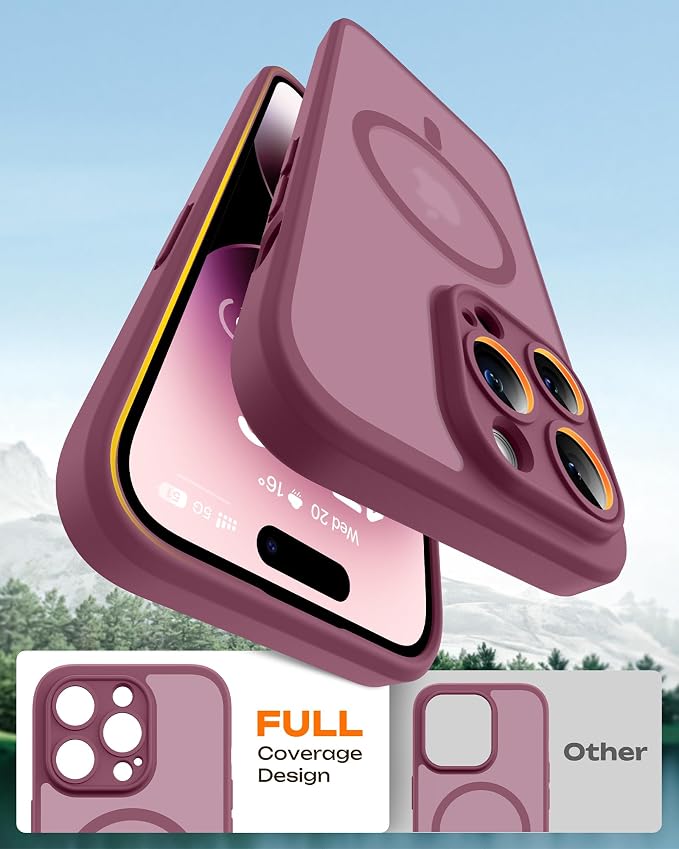 TOCOL for Phone 14 Pro Max Case, Compatible with Magsafe Charger, Full Camera Protection, Drop Protection, Translucent Matte Phone Case for iPhone 14 Pro Max 6.7 inch (Plum)