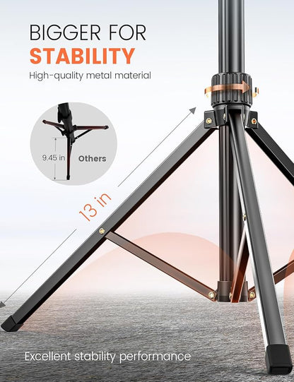 Pnitri 71'' Phone Tripod Stand, Extendable Reinforced Aluminum Phone Stand with Wireless Remote, Stable Cellphone Tripod Compatible with iPhone 15/14/13 Galaxy S23/S22 Huawei.