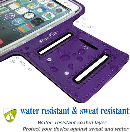 Arm Phone Holder for Running, Universal Cellphone Armband for iPhone 15 14 13 12 11 Pro/XR/XS/X/SE/8/7/6s/6, A/S/J, Up to 6.1’’, Sport Armband for Gym, Sports, Workout-Purple