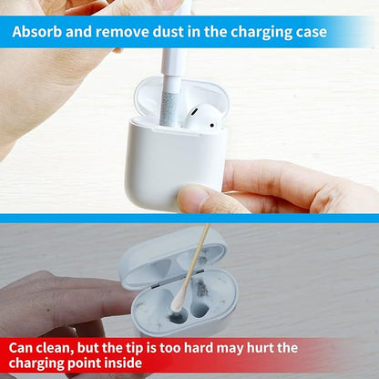 Cleaner Kit for Airpods 4 Pro 1 2 3 Multi-Function Cleaning Pen with Soft Brush Flocking Sponge Cleaning Tools for Bluetooth Earphones Case iPhone Speaker Electronics