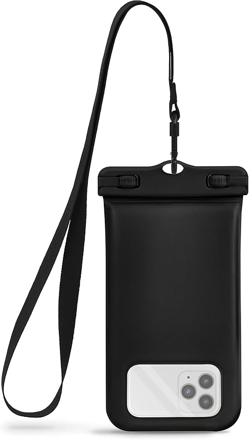 CaliCase Universal Waterproof Floating Phone Pouch - IPX8 Waterproof Floating Phone Case with Lanyard for iPhone X-15/ S20-S24/ Pixel 4-8 - Black
