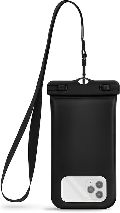CaliCase Universal Waterproof Floating Phone Pouch - IPX8 Waterproof Floating Phone Case with Lanyard for iPhone X-15/ S20-S24/ Pixel 4-8 - Black