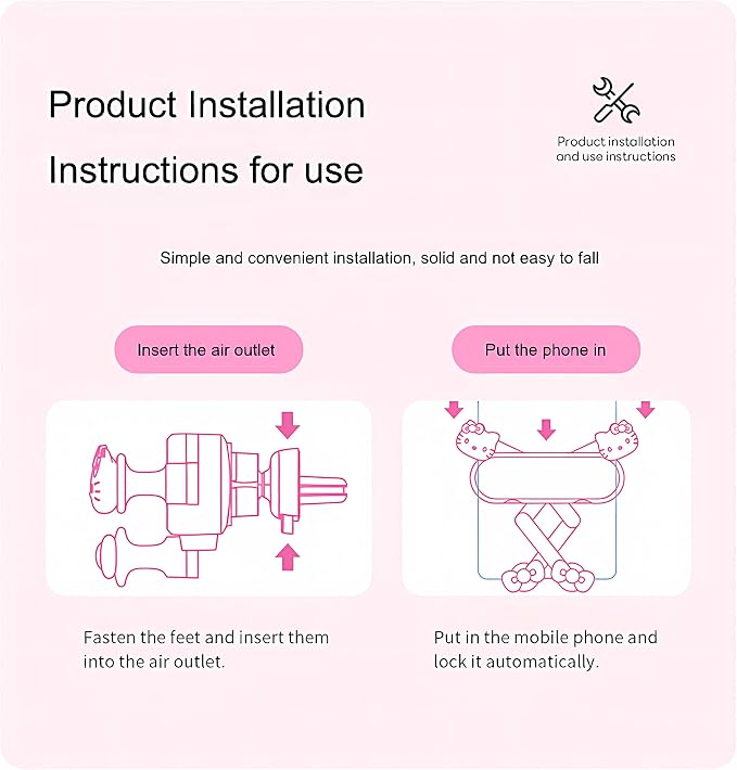 Car Phone Holder Mount for Women [Cute Pink], 2023 Upgrade Gravity Car Phone Mount with Sturdy Air Vent Clip Auto Lock Cell Phone Holder Mount for iPhone Samsung & All Phones