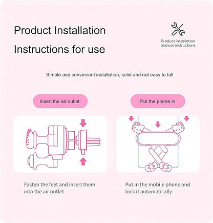 Car Phone Holder Mount for Women [Cute Pink], 2023 Upgrade Gravity Car Phone Mount with Sturdy Air Vent Clip Auto Lock Cell Phone Holder Mount for iPhone Samsung & All Phones