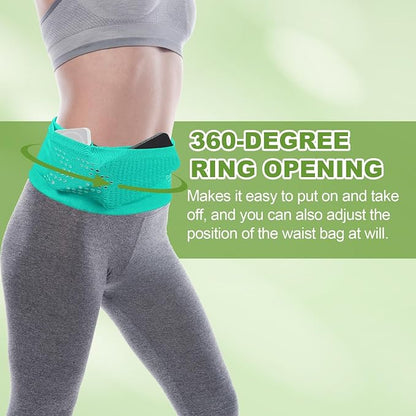 Slim Running Belt, Running Fanny Pack Phone Holder for Women Men Waist Bag Moisture Wicking Storage Belts Bag- Fitting for (Storage Phone-Travel- Sports- Hiking) Green & M