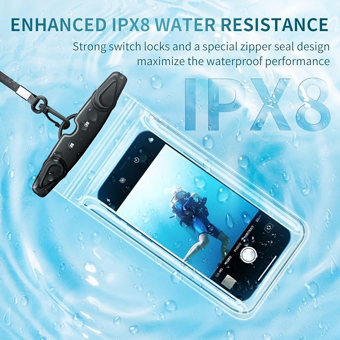 Universal Waterproof Phone Pouch, 4 Pack Waterproof Phone Case with Lanyard Protector for iPhone 17 16 15 14 13 Pro Max XS Plus Samsung Galaxy Note up to 7.5", IPX8 Cellphone Dry Bag Beach Essentials