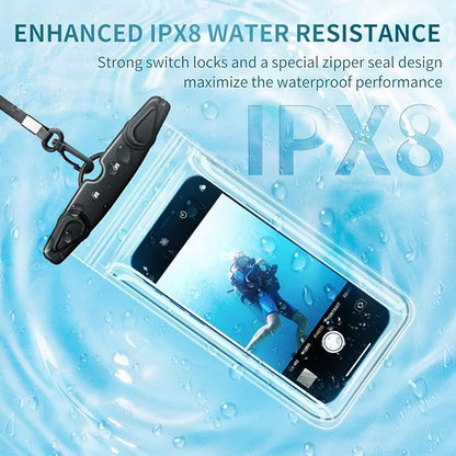 Universal Waterproof Phone Pouch, 4 Pack Waterproof Phone Case with Lanyard Protector for iPhone 17 16 15 14 13 Pro Max XS Plus Samsung Galaxy Note up to 7.5", IPX8 Cellphone Dry Bag Beach Essentials