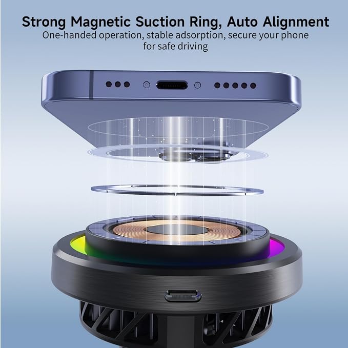 Qi2 15W Wireless Car Charger -Compatible with MagSafe- [3-Second Peltier Cooling] with Strong Magnetic Mount-Fast Charging Air Vent Phone Holder for iPhone 16/15/14 Pro Max,Galaxy S25(Black)