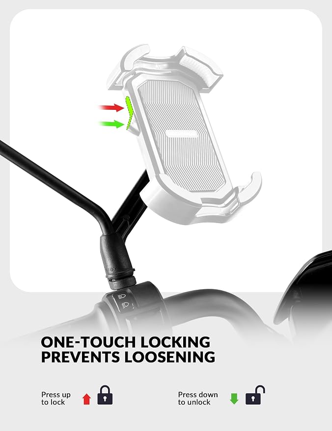 ROCKBROS Motorcycle Phone Mount, Motorcycle Phones Holder with Security Lock, Shockproof Phone Holder for Motorcycles, Adjustable Motorcycles Phone Holder Mount, Suitable for 4.7”-6.8” Phone