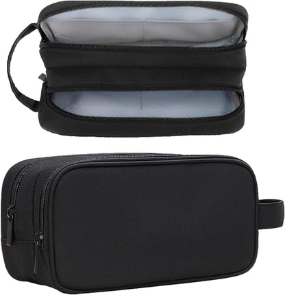 Teskyer Double Layer Cable Organizer Bag, Travel Tech Pouch, Black | Elastic Bands Organization, Water Resistant Fabric, Multiple Compartments, Padded Protection, Travel and Office Use