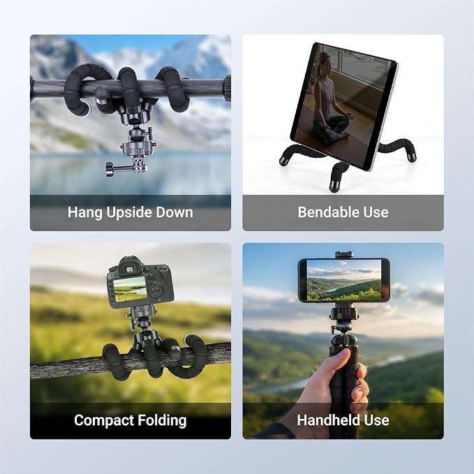 NEEWER Basics Flexible Phone Tripod, Mini Small Octopus Desk Stand Holder, Vlog Selfie Stick for Cell Phone Camera Compatible with iPhone GoPro DJI Insta 360 Action Camera for Video Recording, TP001