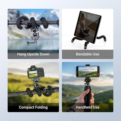 NEEWER Basics Flexible Phone Tripod, Mini Small Octopus Desk Stand Holder, Vlog Selfie Stick for Cell Phone Camera Compatible with iPhone GoPro DJI Insta 360 Action Camera for Video Recording, TP001