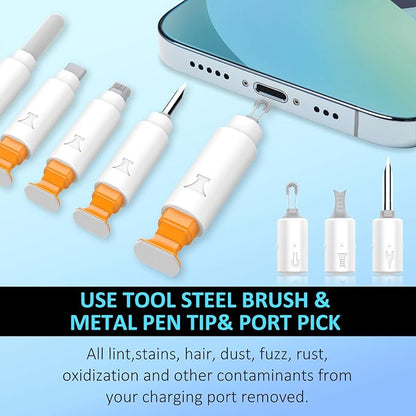 Ordilend for iPhone Cleaning Kit for Charging Port Cleaner, Multi-Tool iPhone Cleaner Repair Lightning Cable, Cell Phone Cleaning Kit for iPad, Connectors, Speaker, Airpod with Storage Case, White