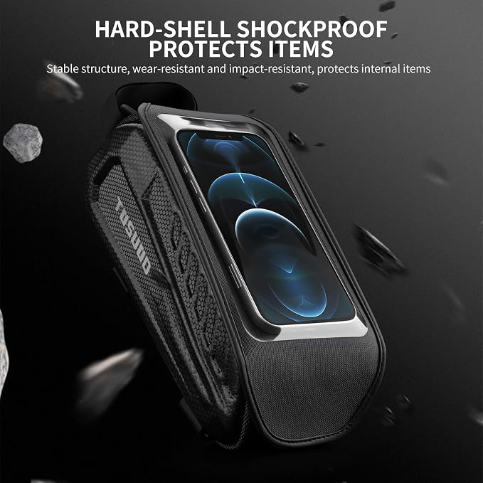 Waterproof Bike Frame Bag - [2026 Quick Zipper] Bike Phone Bag with 1.8L Capacity, Bicycle Top Tube Bag, Bike Phone Mount Holder, Cycling Pouch, Bike Accessories for Phones up to 7"