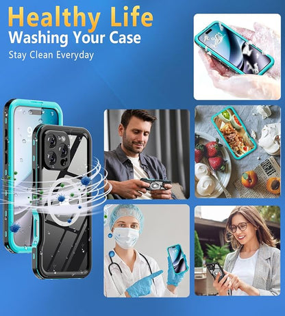 for iPhone 16 Pro Max Case Waterproof | Shockproof Dust Proof Phone Case Cover with Screen Protector for iPhone 16 Promax - Blue