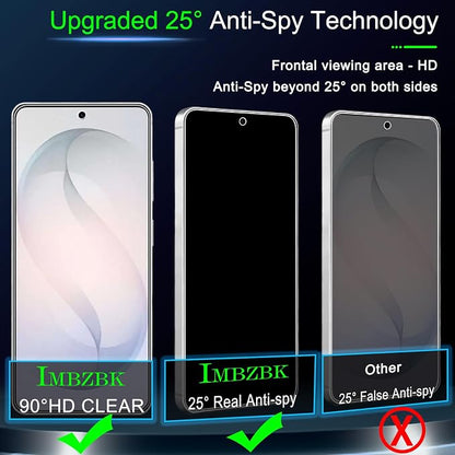 IMBZBK [Auto-Dust Removal] Privacy Screen Protector for Samsung Galaxy S26 [6.3 INCH] Anti Spy Private Accessories, Case Friendly, 3 Military Grade Tempered Glass 3 Camera Lens Protector