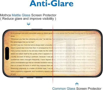 Mothca 2 Pack Matte Glass Screen Protector for iPhone 14 Pro Max [6.7 inch] + 2 Pack Camera Lens Protector, Anti-Glare & Anti-Fingerprint Tempered Glass Film, Bubble Free Case Friendly Smooth as Silk