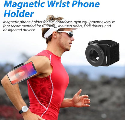 Magnetic Running Phone Holder for iPhone, 360° Rotatable Armband Cell Phone Holder Strong Adaptability Wrist Phone Carrier Compatible with iPhone 12 13 14 15 16 Pro Max Plus Mini