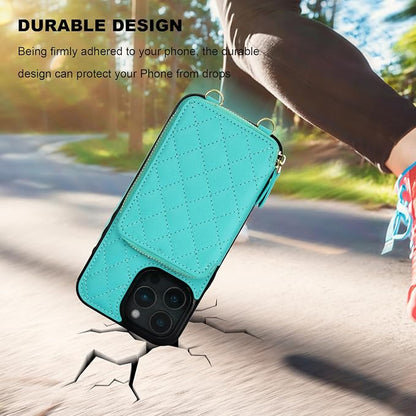 Bocasal Crossbody Wallet Case for iPhone 16 Pro Max, RFID Blocking PU Leather Zipper Handbag Purse Flip Cover, Kickstand Folio Case with Card Slots Holder Wrist Strap Lanyard 5G 6.9 Inch (Mint Green)