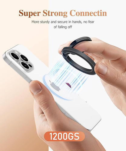 GVIEWIN Magnetic Phone Ring Holder, Compatible with MagSafe Phone Grip with Adjustable Stand, Magnet Phone Ring Kickstand for iPhone 17/16/15/14/13/12 Pro Max Plus Air/Other Phones (Glitter/Black)