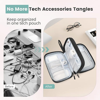 Skycase Tech Pouch - Lightweight Electronics Organizer Travel Case - Double Layers Cable Organizer - All-in-One Storage Bag for Charger, Cord, Phone, Flash Drive, Essentials - XL