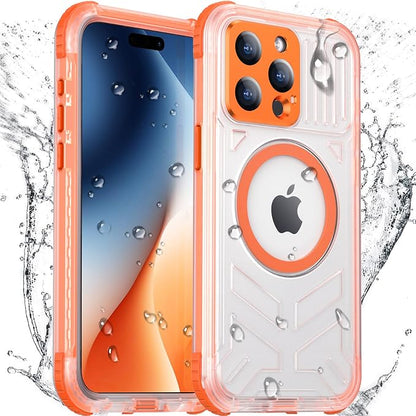 Temdan Magnetic for iPhone 15 Pro Max Case Waterproof,[Built-in Screen & Camera Protector][Full Body Shockproof][IP68 Underwater][Dustproof] Shockproof Phone Case for iPhone 15 Pro Max 6.7"-Orange