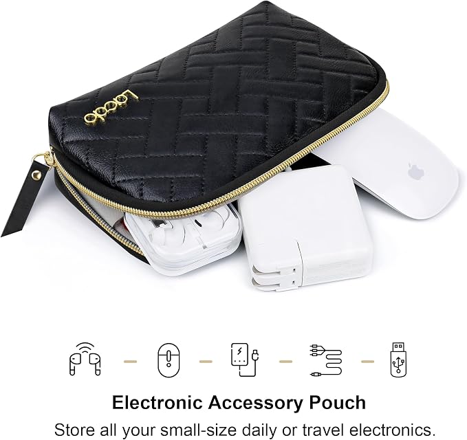 Lacdo Electronic Organizer Travel Case Cable Organizer Bag Pouch Tech Electronic Accessories Carry Case Portable for Cords, Cables, Chargers, Power Adapter, Phone, Power Bank, USB Flash drives, Black