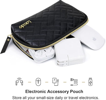 Lacdo Electronic Organizer Travel Case Cable Organizer Bag Pouch Tech Electronic Accessories Carry Case Portable for Cords, Cables, Chargers, Power Adapter, Phone, Power Bank, USB Flash drives, Black