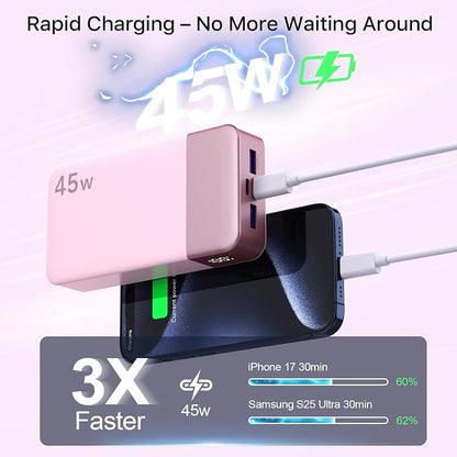 NOBIS Portable Charger,20000mAh Power Bank, 45W Fast Charging | Battery Pack with 2 USB-C (in/out) & 2 USB-A, Digital Display & Small Current Mode, Compatible with Phone 17 S25 Tablet