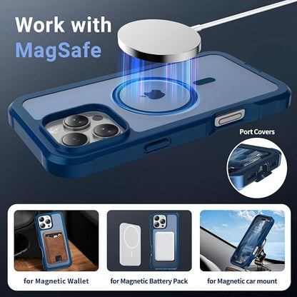 jaroco Magnetic for iPhone 16 Pro Max Case, [Compatible with MagSafe][Military Grade Drop Protection][Heavy Duty Protection][Non-Slip][Shockproof] 2-Layer Durable Bumper Phone Case 6.9''-Deep Blue