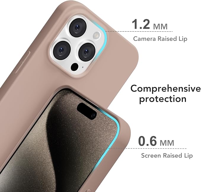 for iPhone 15 Pro Max Case Silicone Compatible with Magsafe Case, Ultra Slim Thin Magnetic Phone Cases Mag Safe, Cute Soft Rubber Gel TPU Matte Plain Wireless Charging Cover for Women, Brown