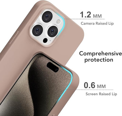 for iPhone 15 Pro Max Case Silicone Compatible with Magsafe Case, Ultra Slim Thin Magnetic Phone Cases Mag Safe, Cute Soft Rubber Gel TPU Matte Plain Wireless Charging Cover for Women, Brown